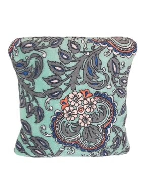 🔥Vera Bradley Travel Blanket FAN FLOWERS Design Aqua Blue Gray White Orange